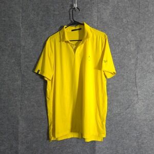 RLX Ralph Lauren Performance Golf Polo Shirt Mens Large Yellow Apple Logo Club
